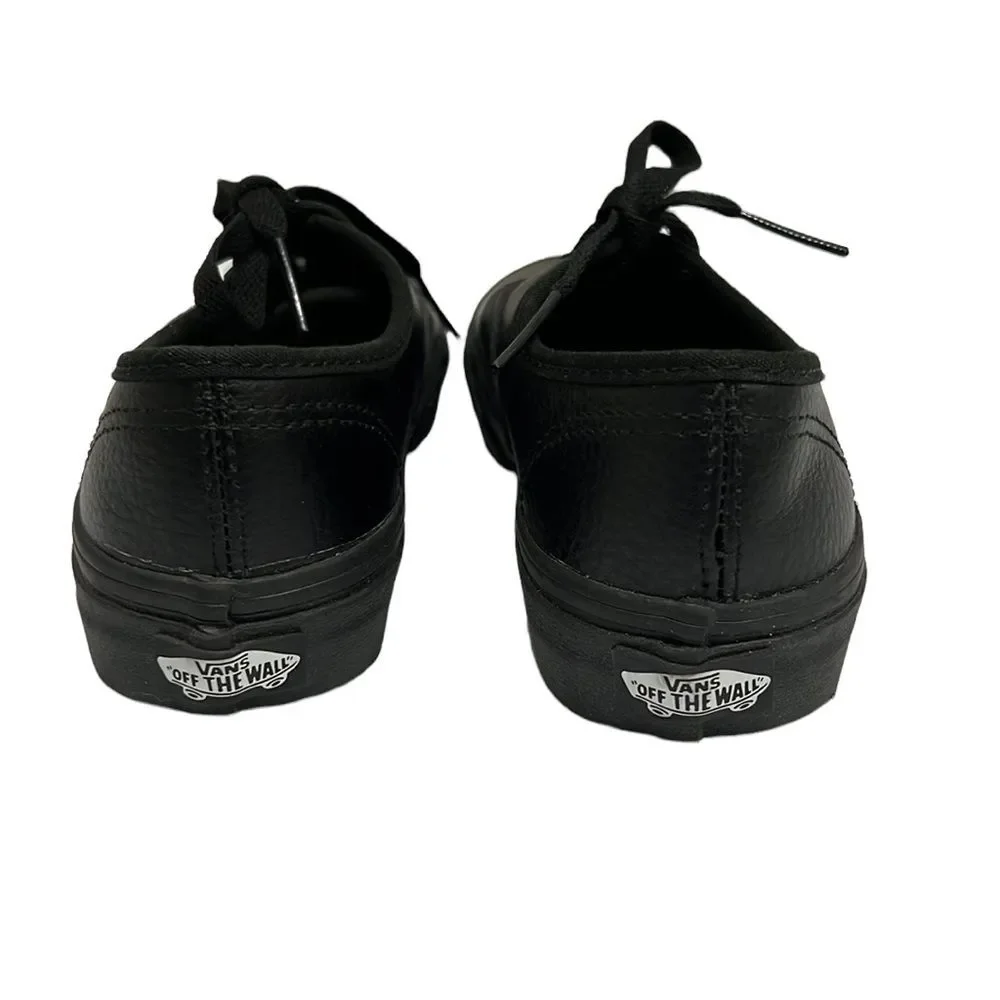 Vans Kids Authentic Black Leather Sneakers Size 2